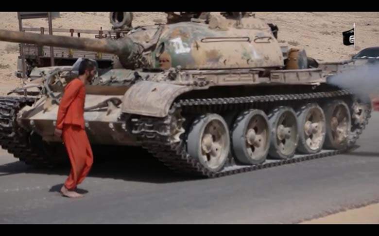 Tank killing isis like muhammad with camels.jpg